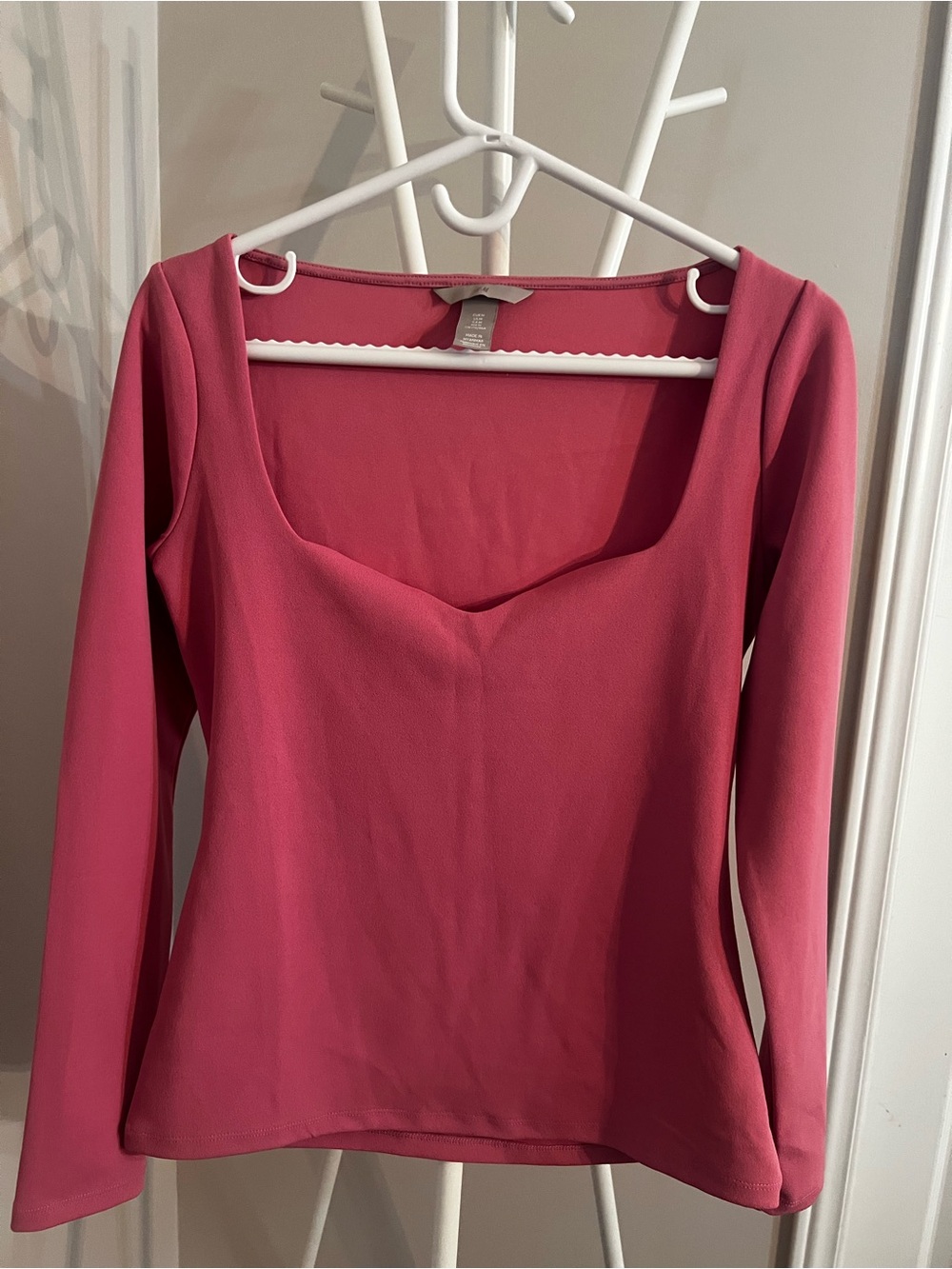 H&M Rose Pink Long Sleeve Square Neck Top - Picture 3 of 6